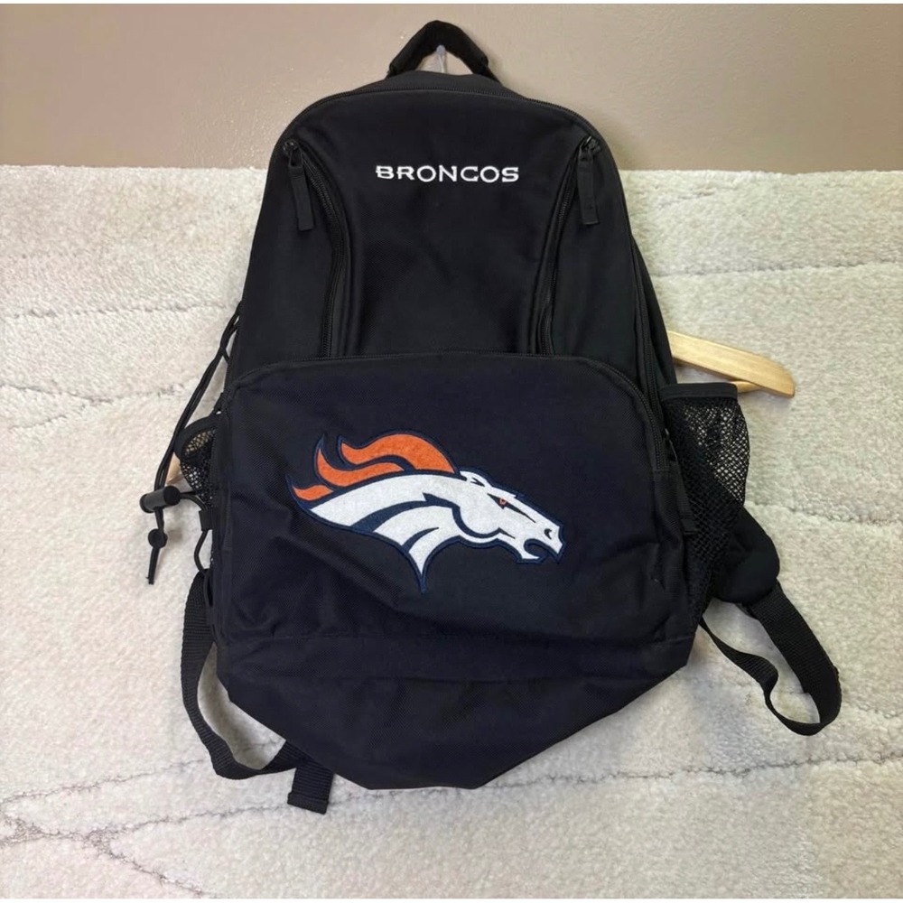 Denver Broncos NFL Backpack Black Embroidered Logo School Travel Bag